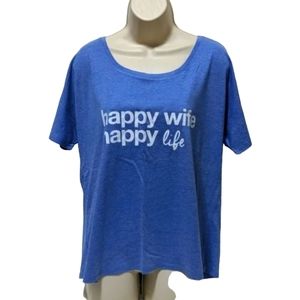 NWT Blue "Happy Wife Happy Life" T-shirt